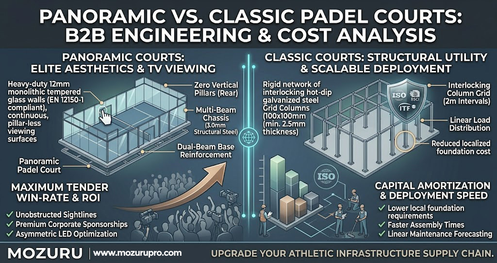 Panoramic vs. Classic Padel Courts: Structural Engineering and B2B Cost-Benefit Analysis