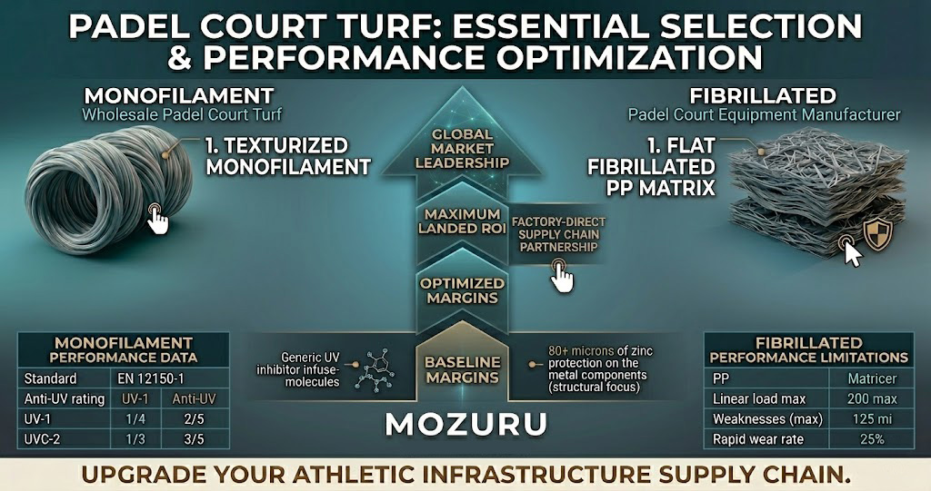 Wholesale Padel Court Turf Selection: Monofilament vs. Fibrillated Matrices and UV Metrics