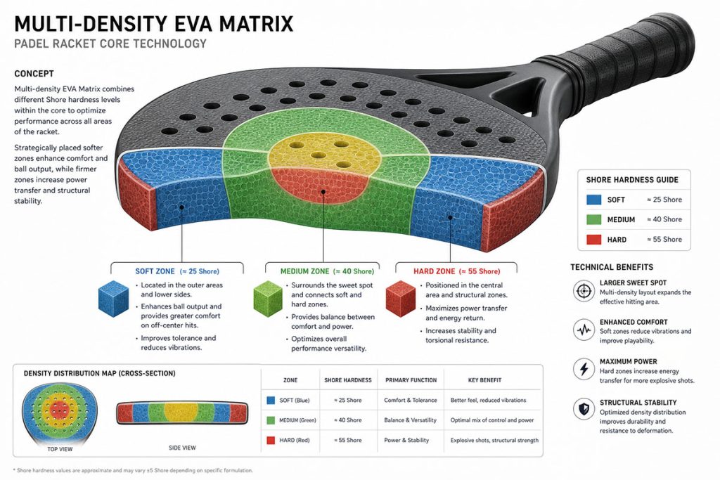 EVA Core Density Matrices for Professional Padel Rackets