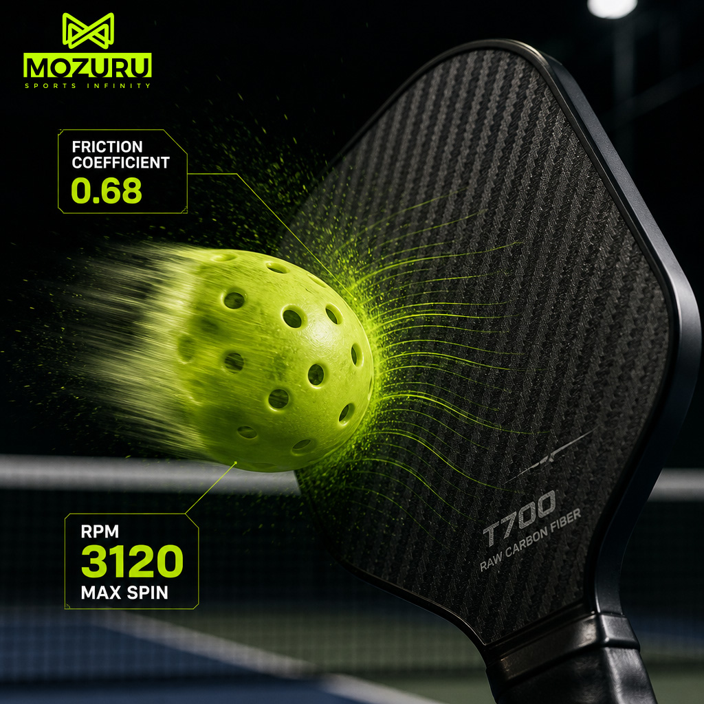 MOZURU T700 カーボンファイバーの技術断面図 Internal structure and layers of high-performance T700 Carbon Fiber Pickleball Paddles