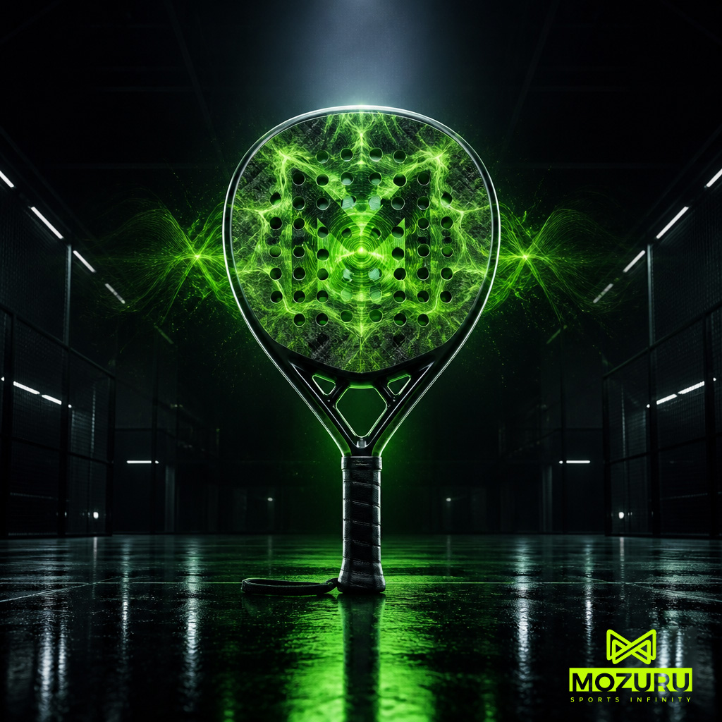 EVA Core Dynamics: High-impact visualization of MOZURU Padel racket energy recovery.
